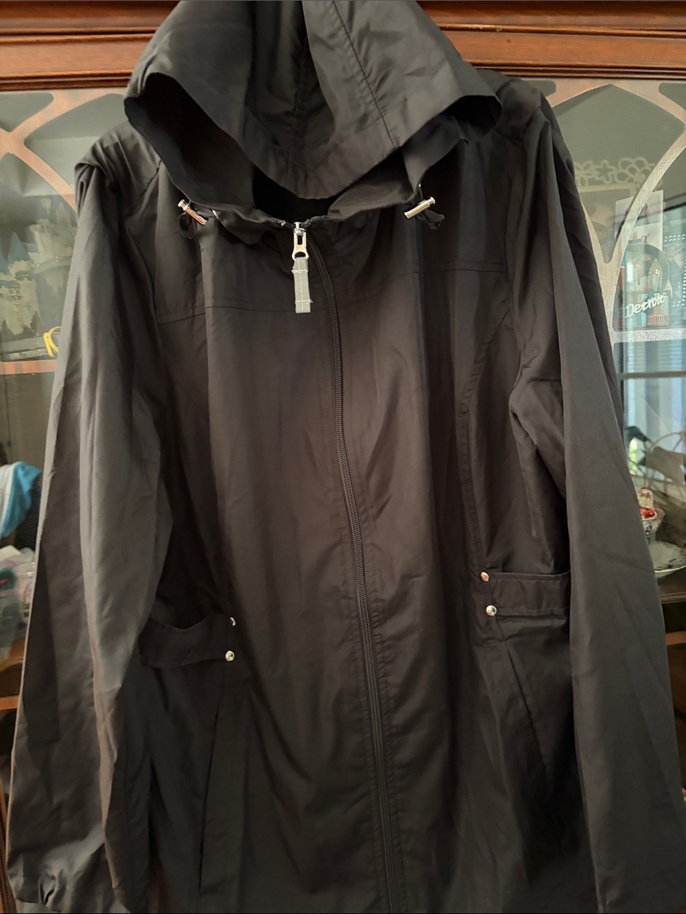 Jones New York Black Hooded Trench Coat